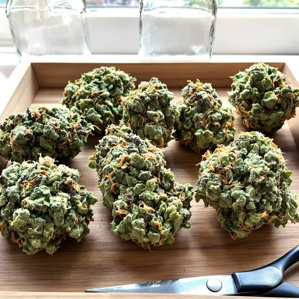 Space Bomb 40% indica / 60% sativa — fleur avec trichomes visibles