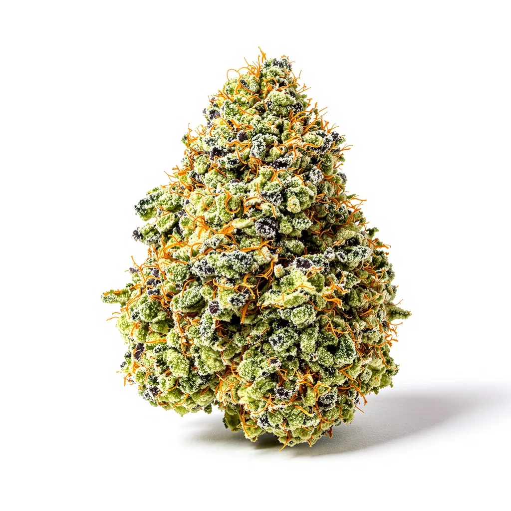 Space Bomb 40% indica / 60% sativa — fleur avec trichomes visibles