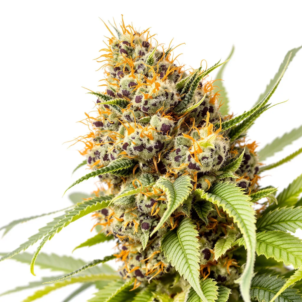 Space Dawg 89% indica / 11% sativa — fleur avec trichomes visibles