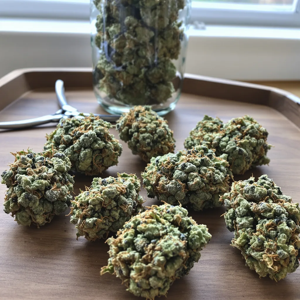 Special Queen 45% indica / 55% sativa — fleur avec trichomes visibles