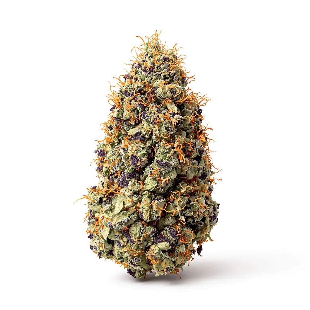 Stinking Rich 80% indica / 20% sativa — fleur avec trichomes visibles