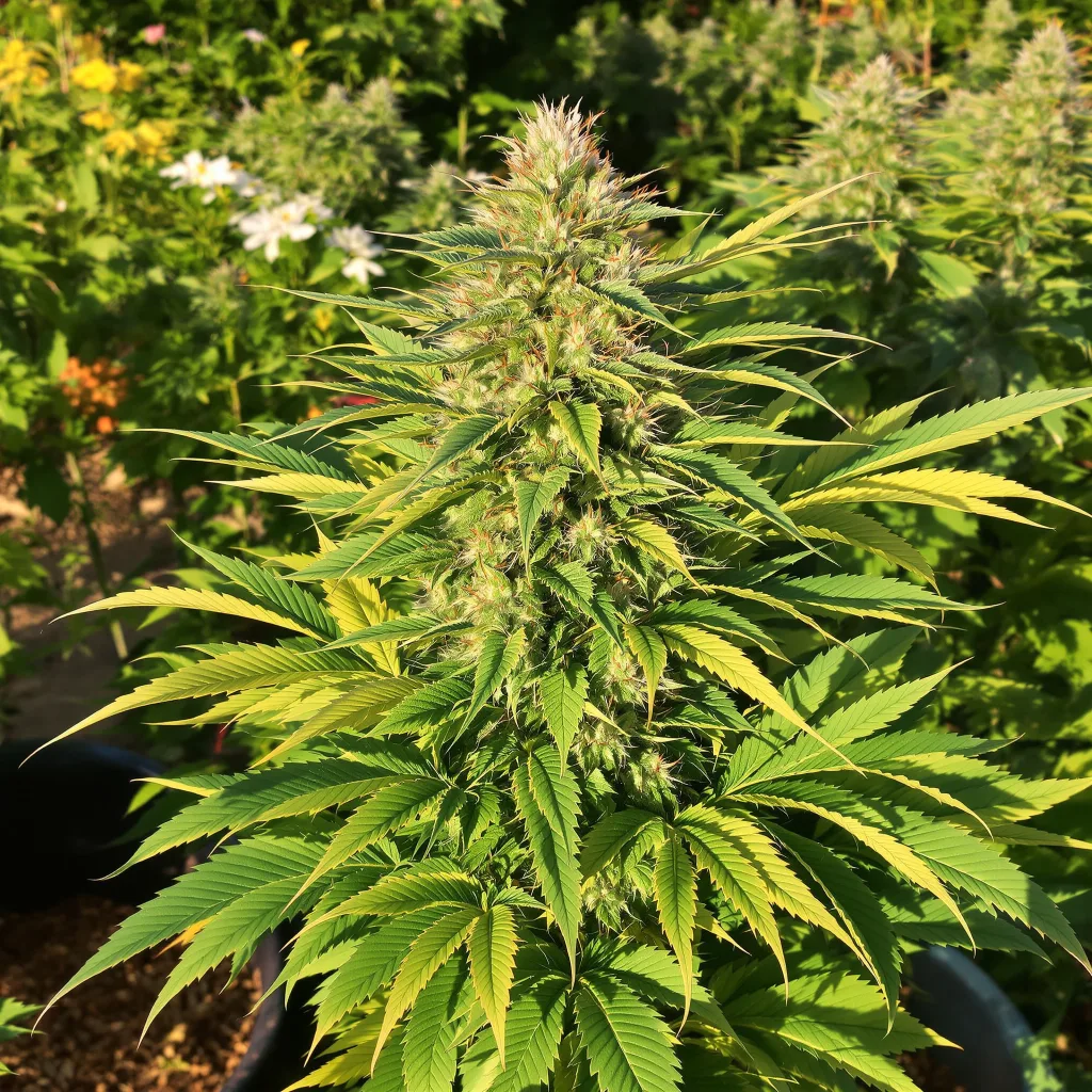 Strawberry Banana 85% indica / 15% sativa — fleur avec trichomes visibles