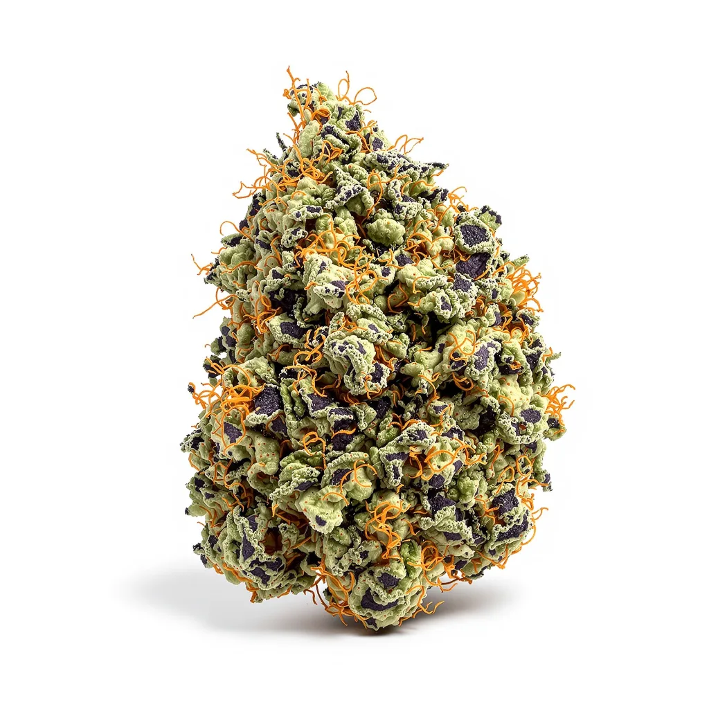 Strawberry Banana 85% indica / 15% sativa — fleur avec trichomes visibles