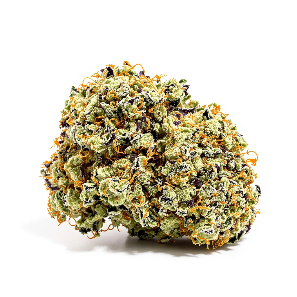 Strawberry Gary 38% indica / 62% sativa — fleur avec trichomes visibles