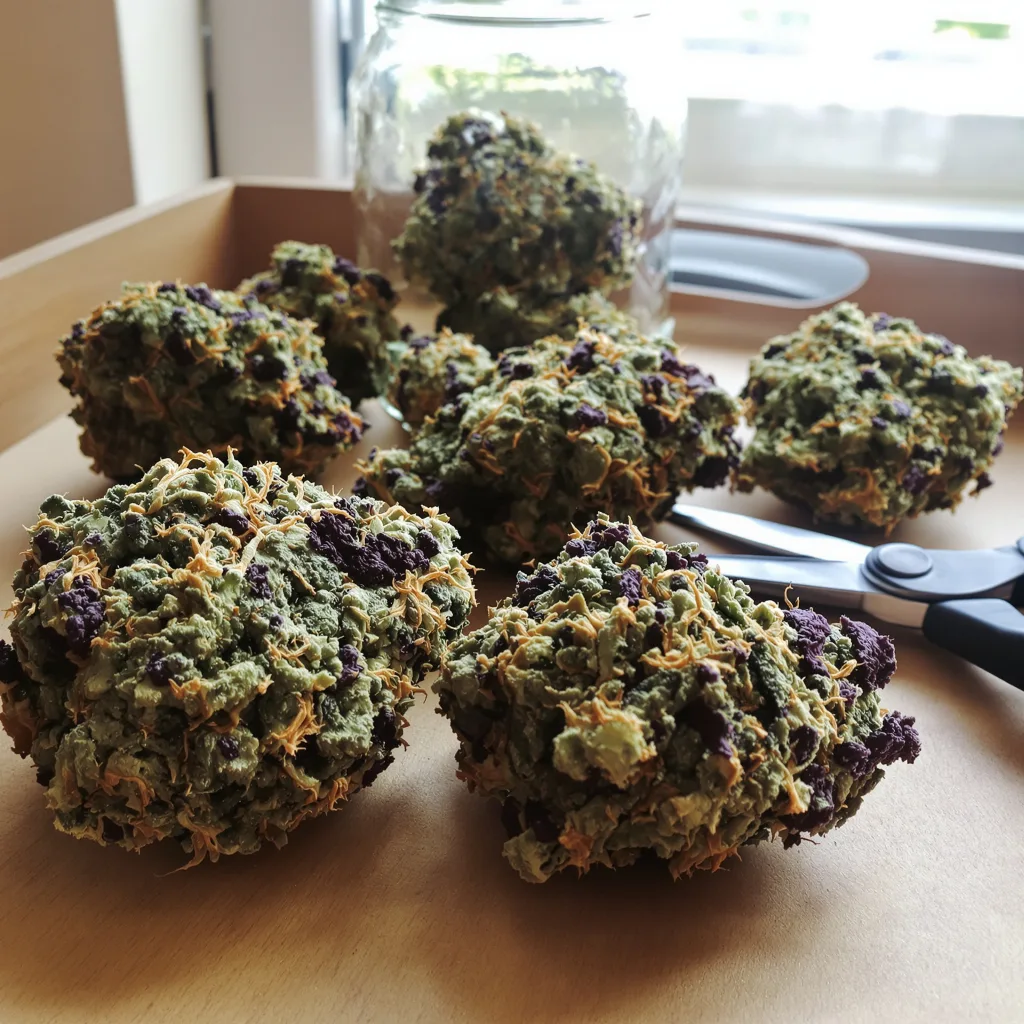 Strawberry Gorilla 70% indica / 30% sativa — fleur avec trichomes visibles