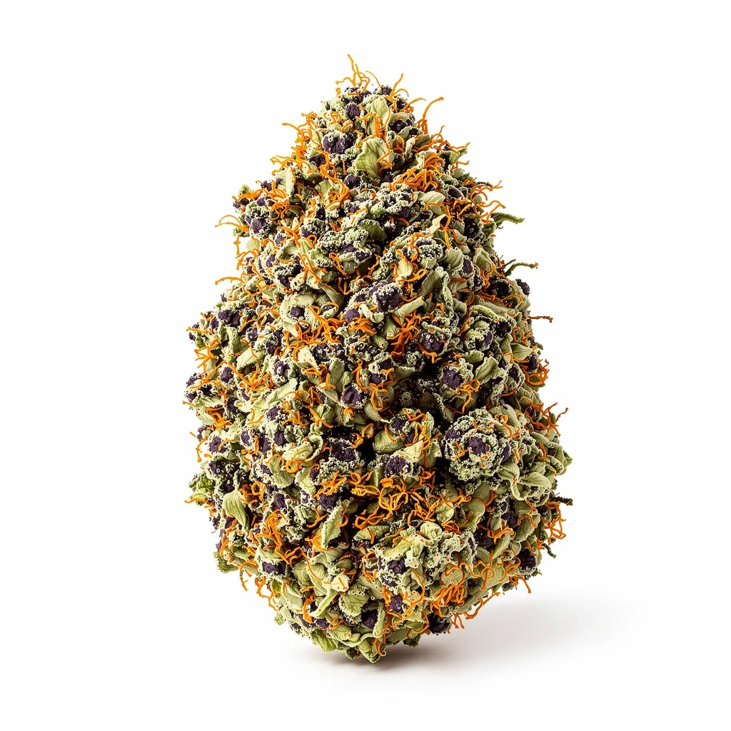 Strawberry Gorilla 70% indica / 30% sativa — fleur avec trichomes visibles