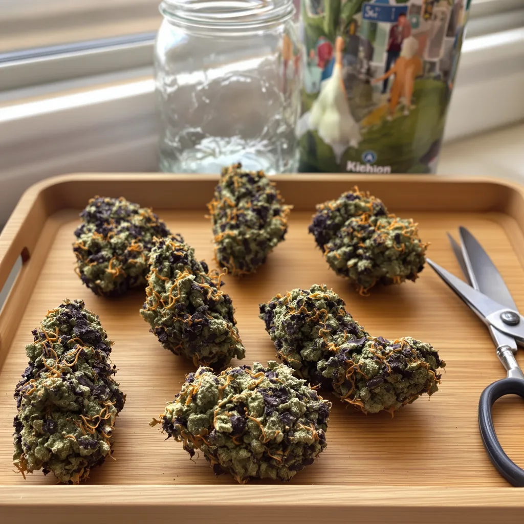 Strawberry Gorilla 70% indica / 30% sativa — fleur avec trichomes visibles
