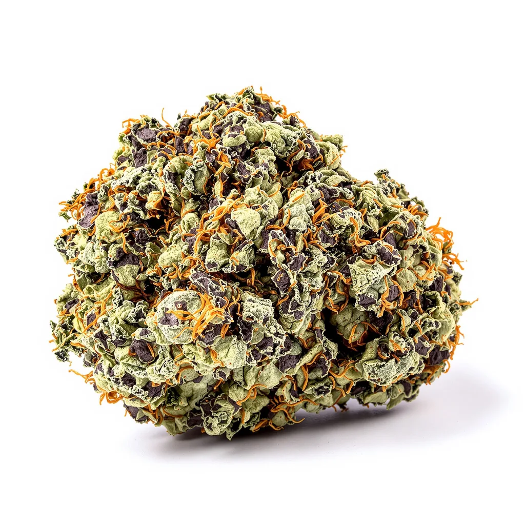 Strawberry Gorilla 70% indica / 30% sativa — fleur avec trichomes visibles