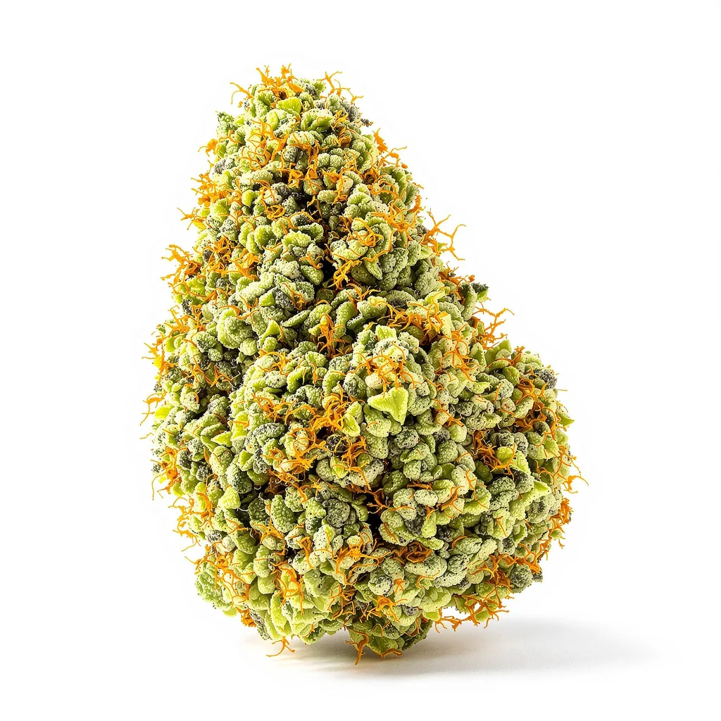 Strawberry Haze 25% indica / 75% sativa — fleur avec trichomes visibles
