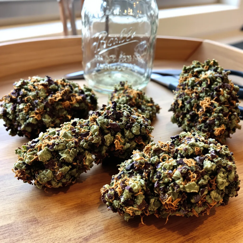 Strawberry Kush 78% indica / 22% sativa — fleur avec trichomes visibles