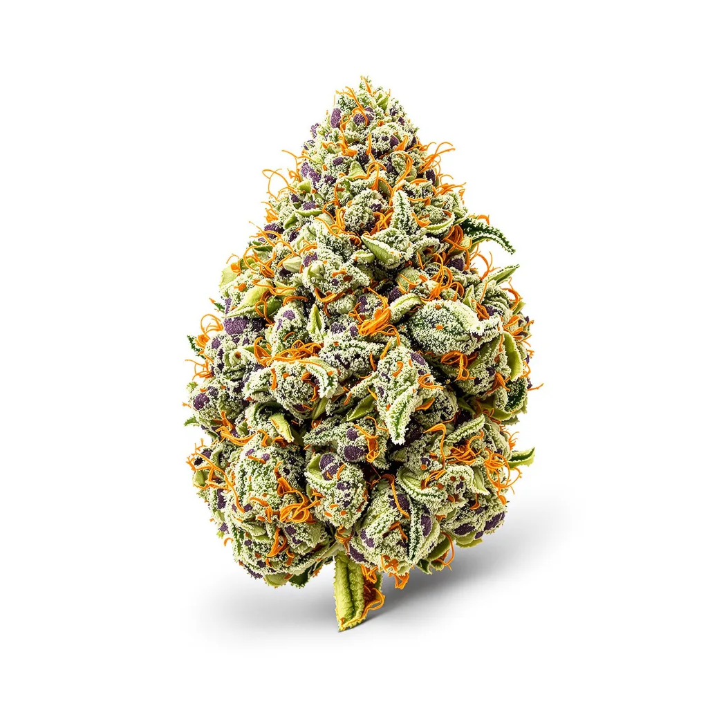 Strawberry Lemonade 40% indica / 60% sativa — fleur avec trichomes visibles
