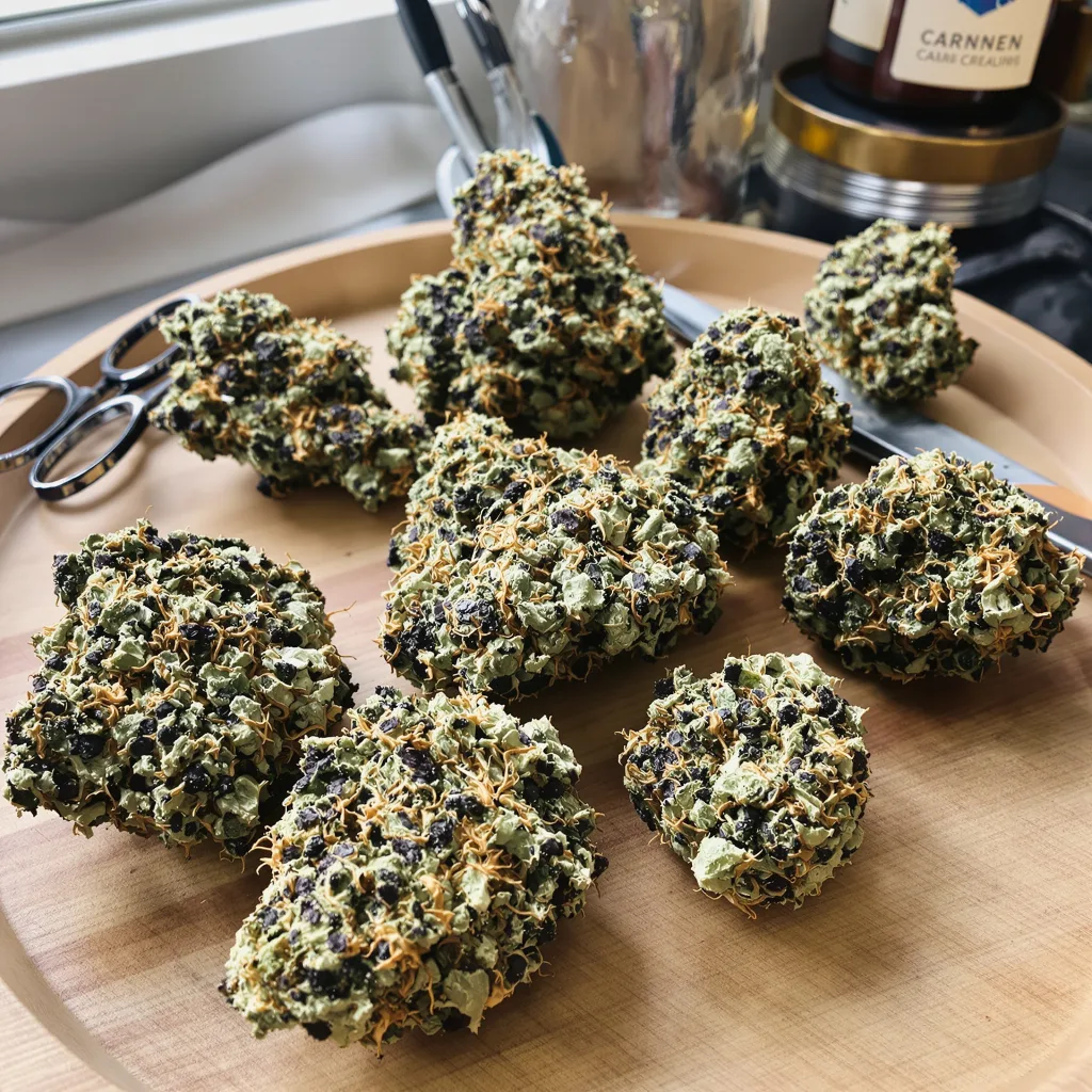 Sugar Black Rose 88% indica / 12% sativa — fleur avec trichomes visibles