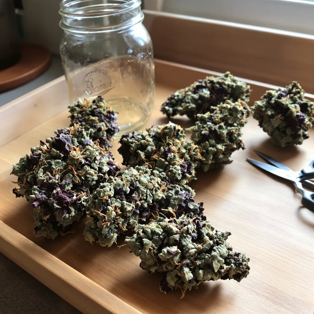 Sugar Kush 69% indica / 31% sativa — fleur avec trichomes visibles