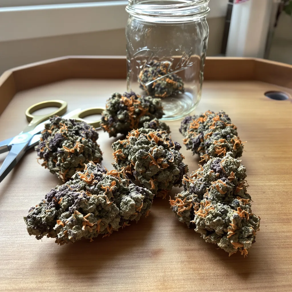 Sugar Mama 81% indica / 19% sativa — fleur avec trichomes visibles