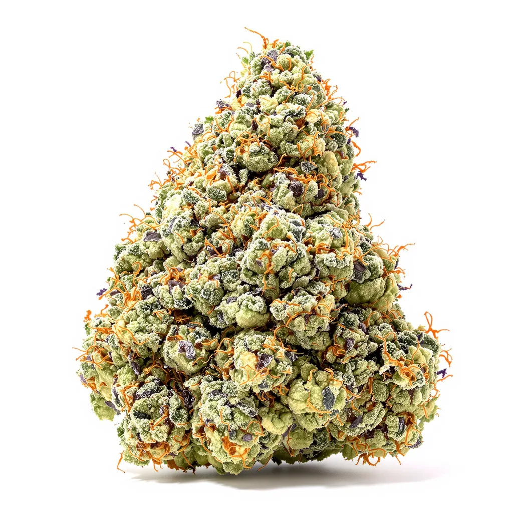 Sunrise 37% indica / 63% sativa — fleur avec trichomes visibles