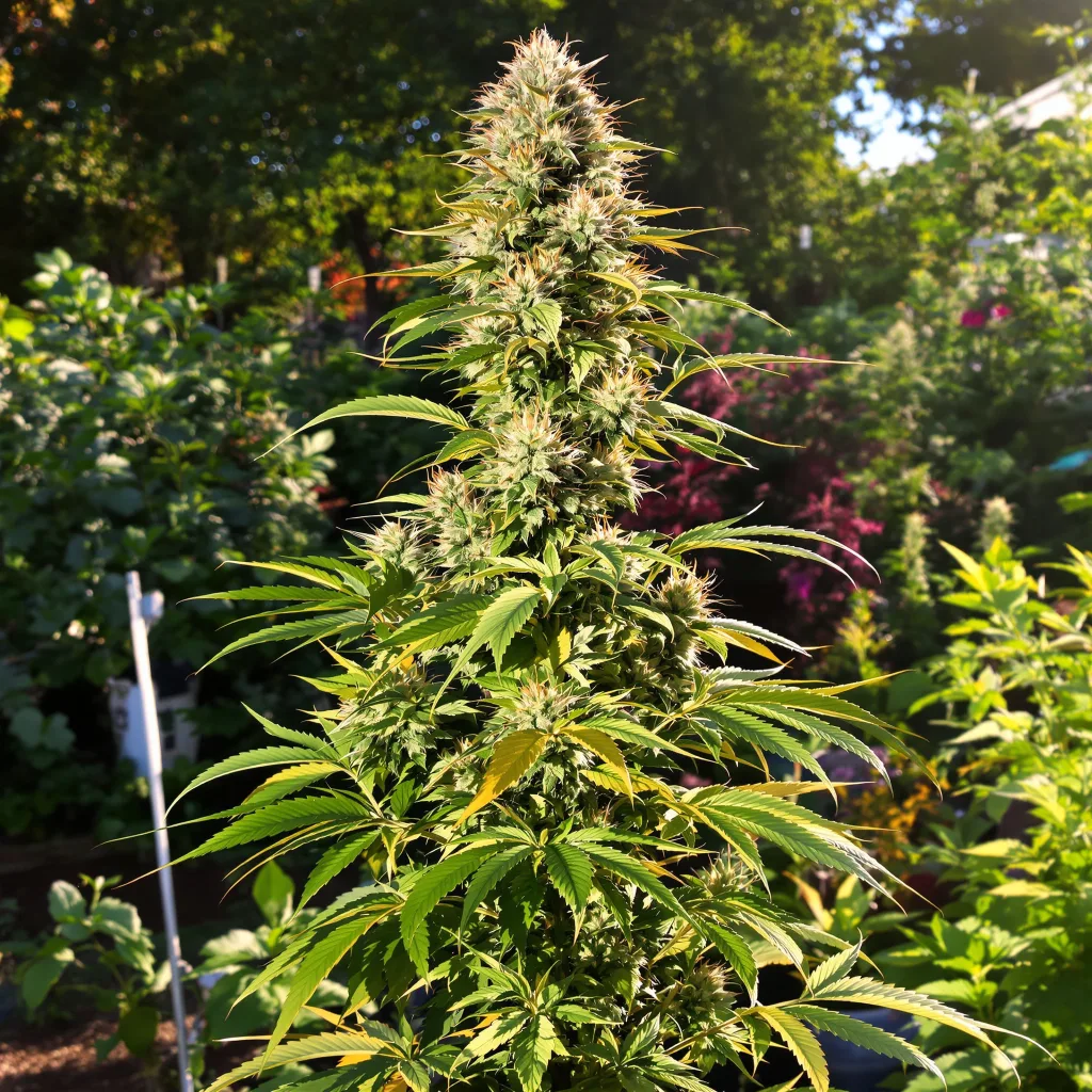 Sunset Sherbet 57% indica / 43% sativa — fleur avec trichomes visibles