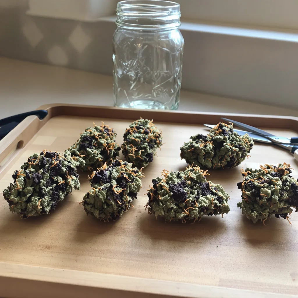 Super Blue Dream 75% indica / 25% sativa — fleur avec trichomes visibles
