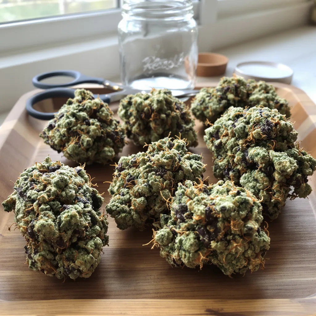 Super Snow Dog 54% indica / 46% sativa — fleur avec trichomes visibles