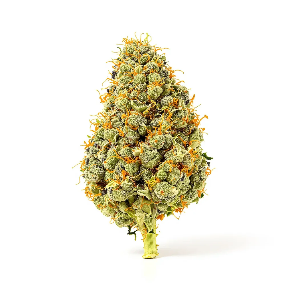 Super Sour Diesel 50% indica / 100% sativa — fleur avec trichomes visibles
