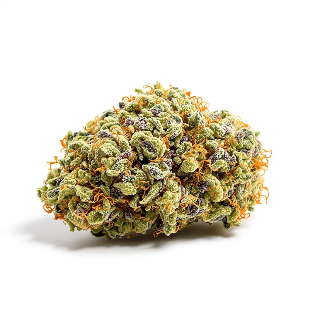 Superglue 52% indica / 48% sativa — fleur avec trichomes visibles