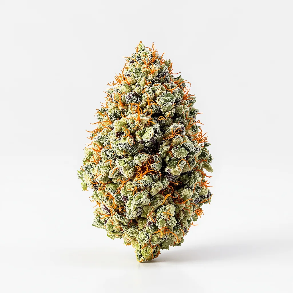 Superglue 52% indica / 48% sativa — fleur avec trichomes visibles