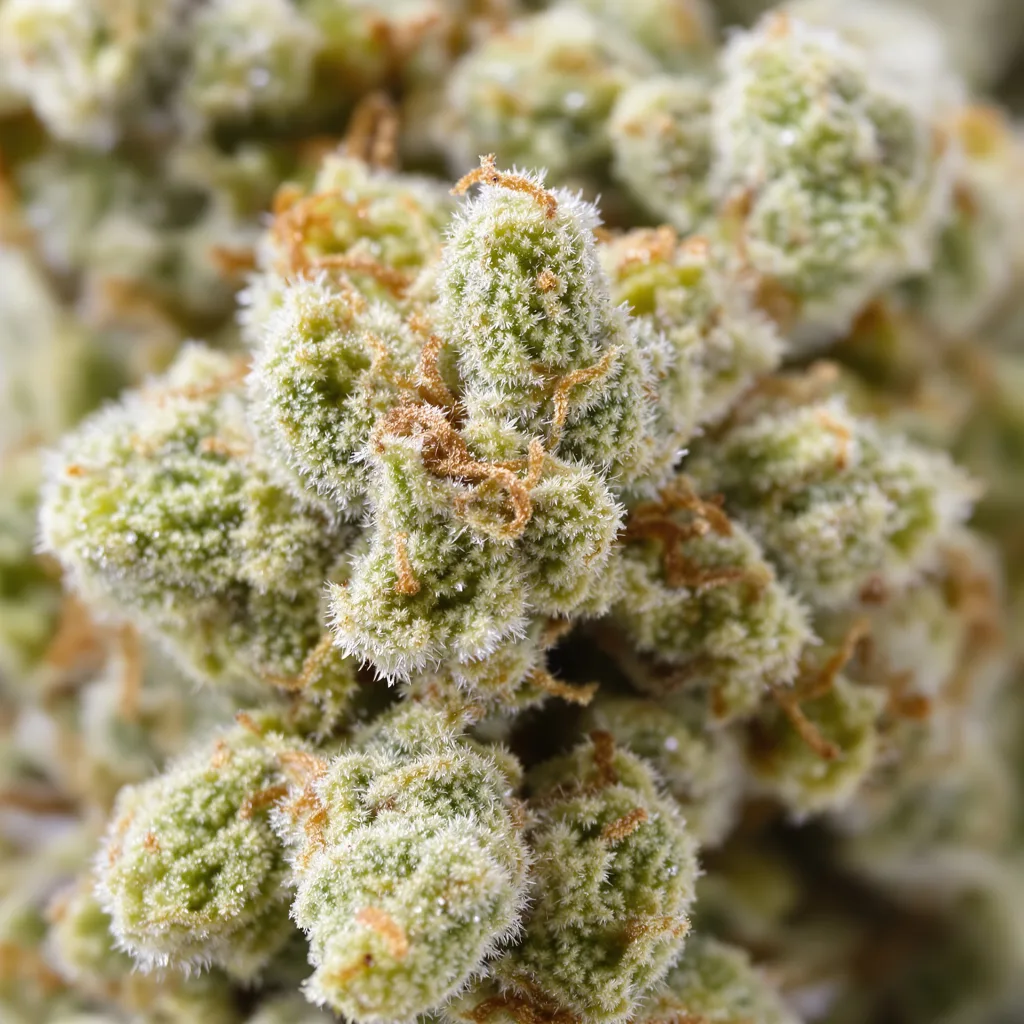 Gros plan de fleur de cannabis Suzy Q CBD montrant fleur claire à faible résine