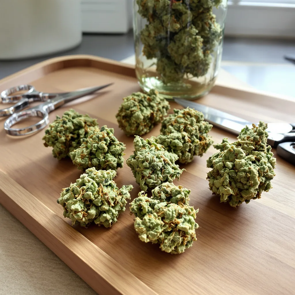 Sweet and Sour Widow CBD 50% indica / 50% sativa — fleur avec trichomes visibles