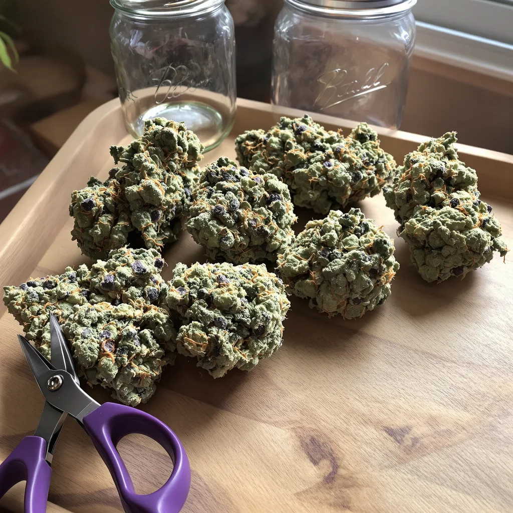 Sweet Berry 38% indica / 62% sativa — fleur avec trichomes visibles