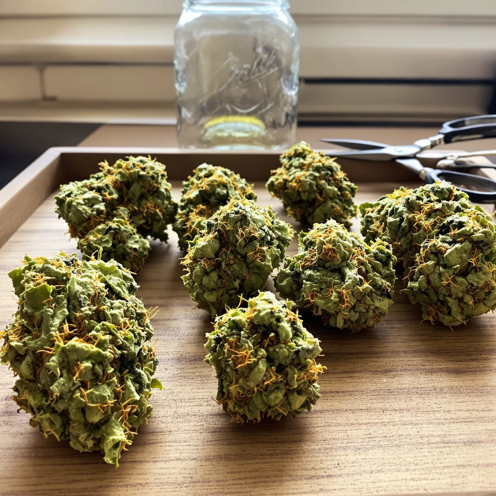 Sweet Diesel 14% indica / 86% sativa — fleur avec trichomes visibles