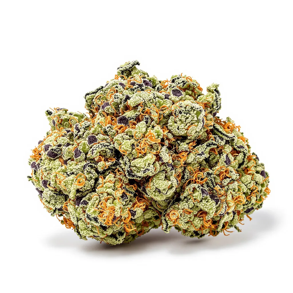 Sweet Nina 54% indica / 46% sativa — fleur avec trichomes visibles