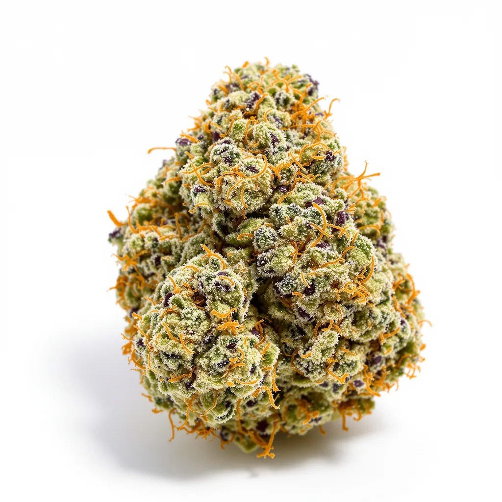Sweet Pebbles 49% indica / 51% sativa — fleur avec trichomes visibles