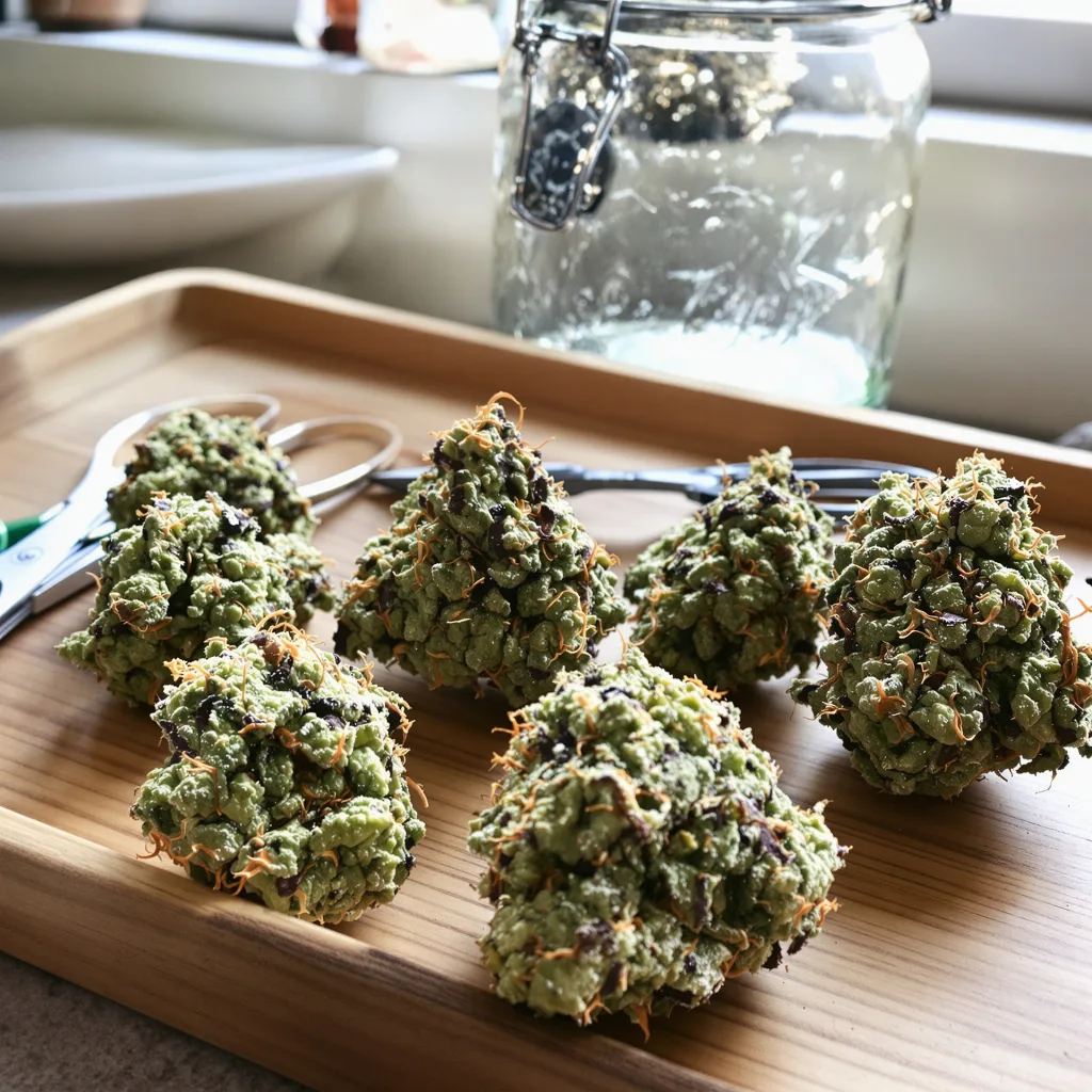 Sweet Tooth 36% indica / 64% sativa — fleur avec trichomes visibles
