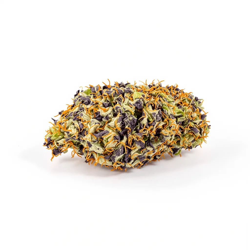 Tahoe Hydro OG 76% indica / 24% sativa — fleur avec trichomes visibles