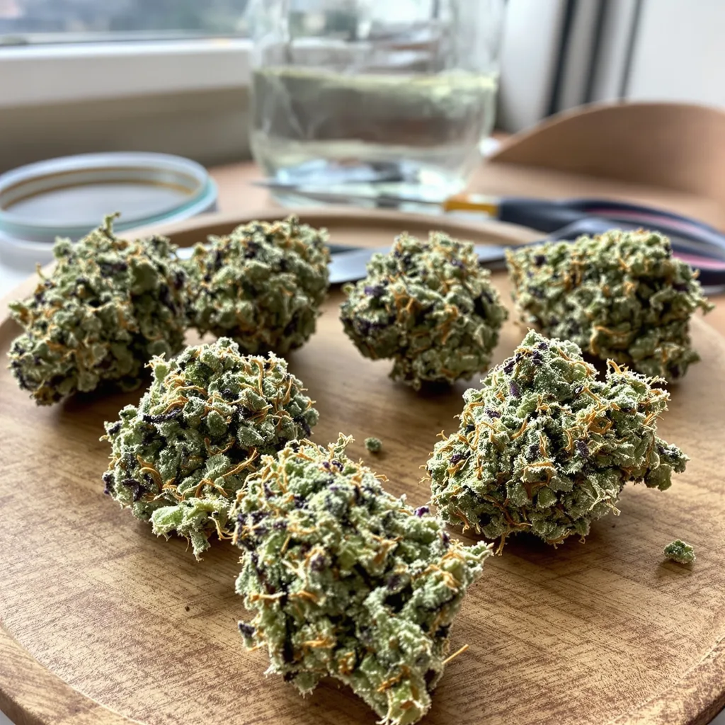 Tahoe OG 50% indica / 50% sativa — fleur avec trichomes visibles