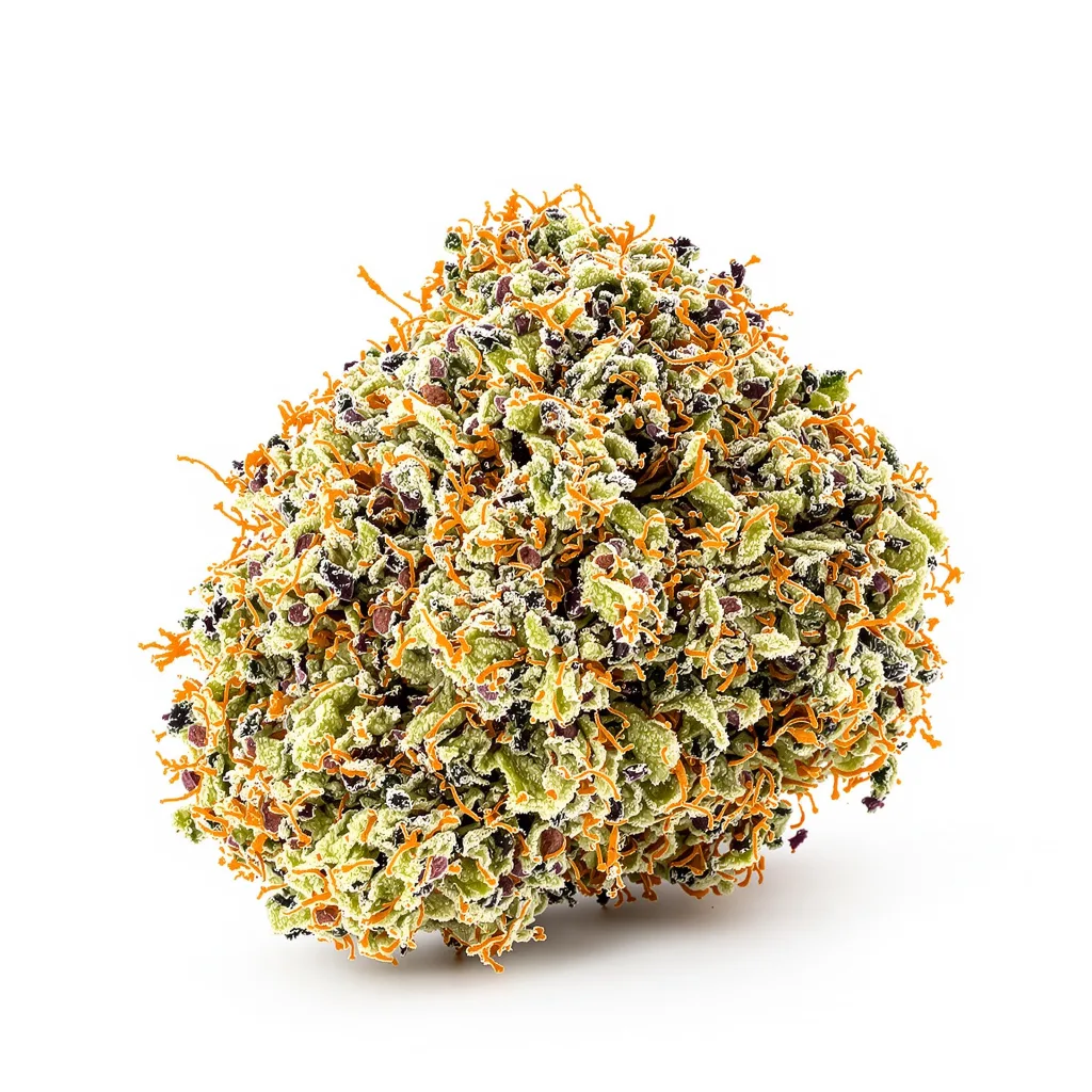 Tahoe OG Kush 62% indica / 38% sativa — fleur avec trichomes visibles