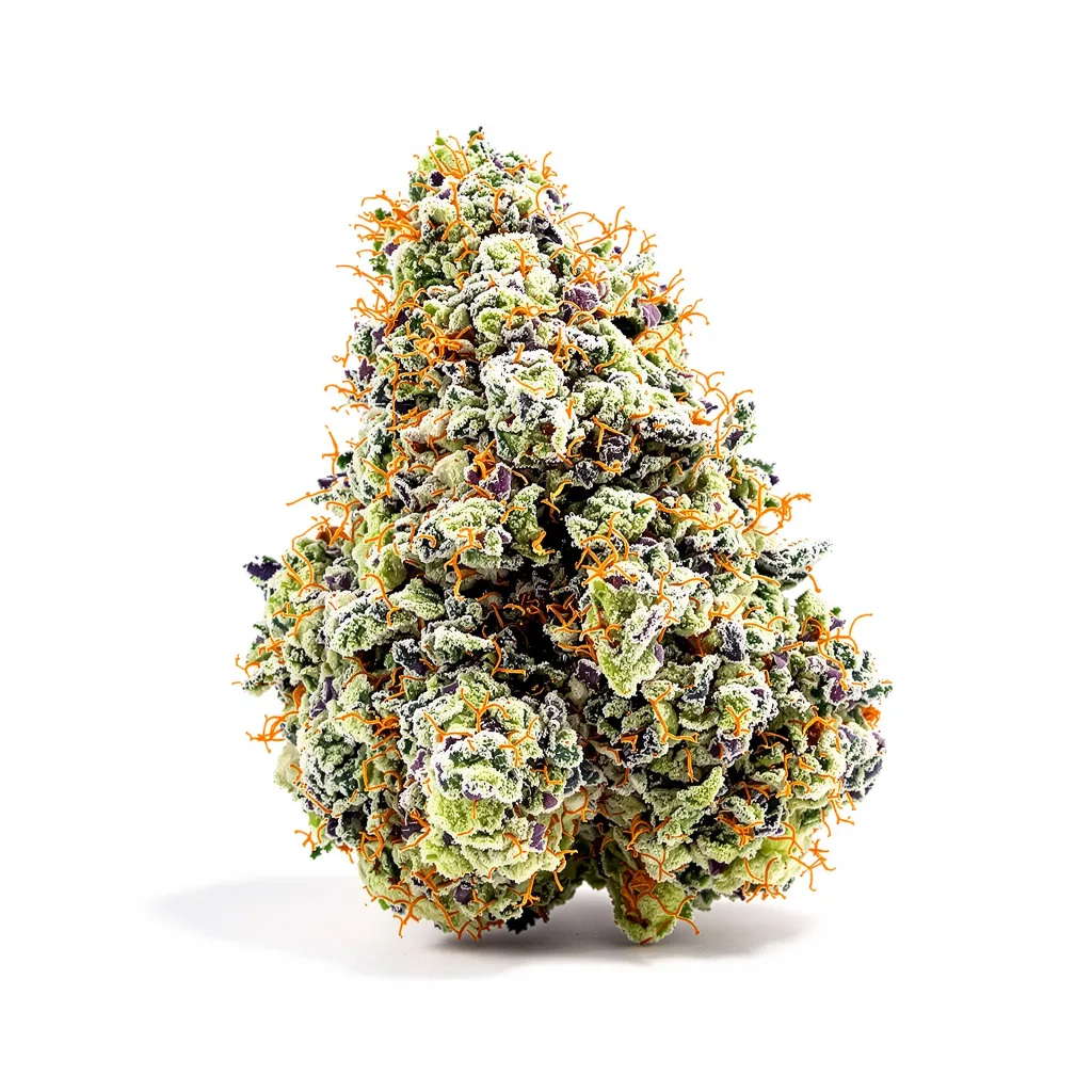 Tangerine 40% indica / 60% sativa — fleur avec trichomes visibles