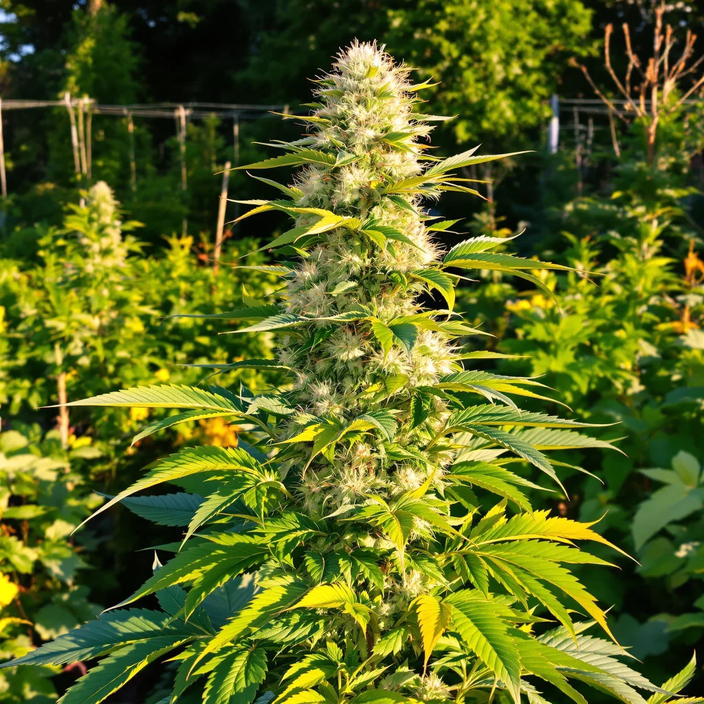 Tangerine Haze 40% indica / 60% sativa — fleur avec trichomes visibles