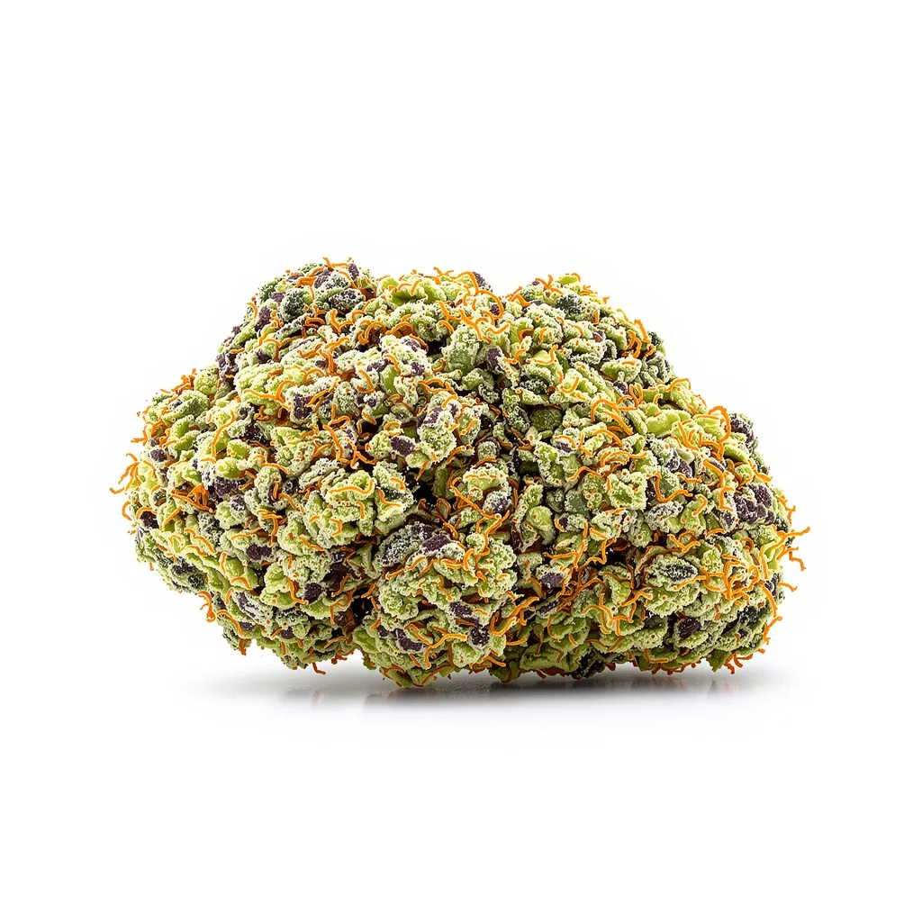 Tangerine Haze 40% indica / 60% sativa — fleur avec trichomes visibles
