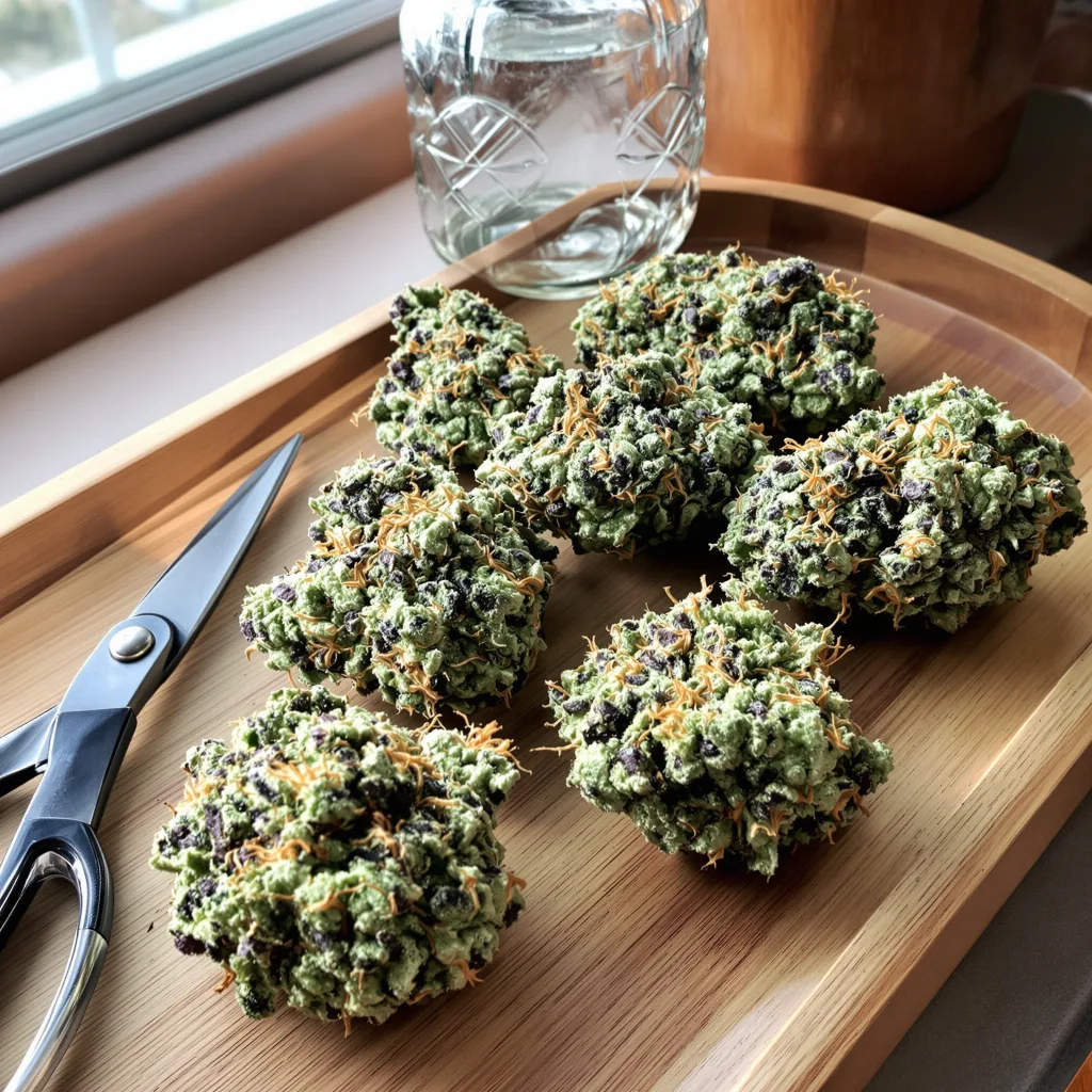 Tembo Kush 46% indica / 54% sativa — fleur avec trichomes visibles