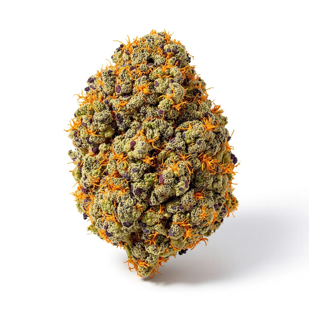 The Big Stink 85% indica / 15% sativa — fleur avec trichomes visibles