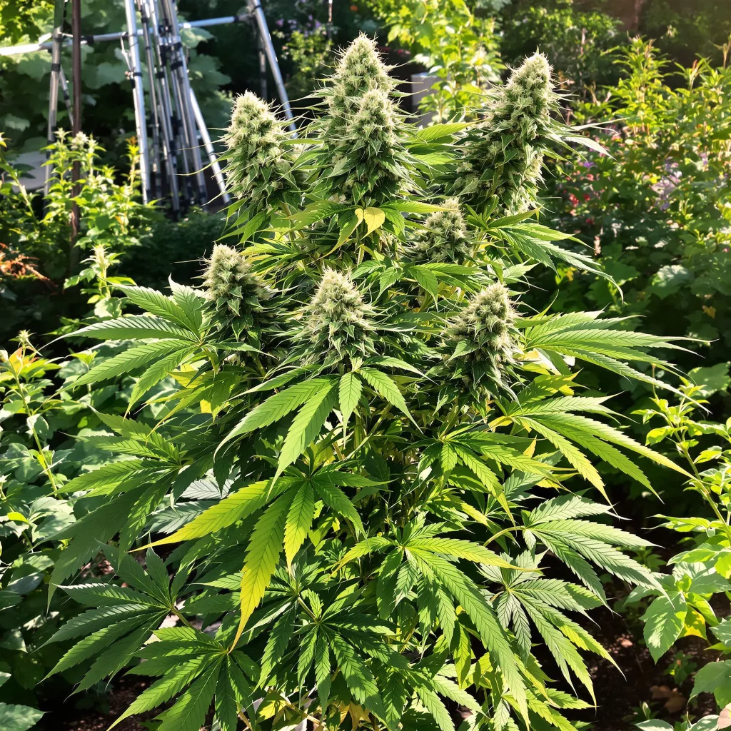 The Hog 100% indica / 50% sativa — fleur avec trichomes visibles