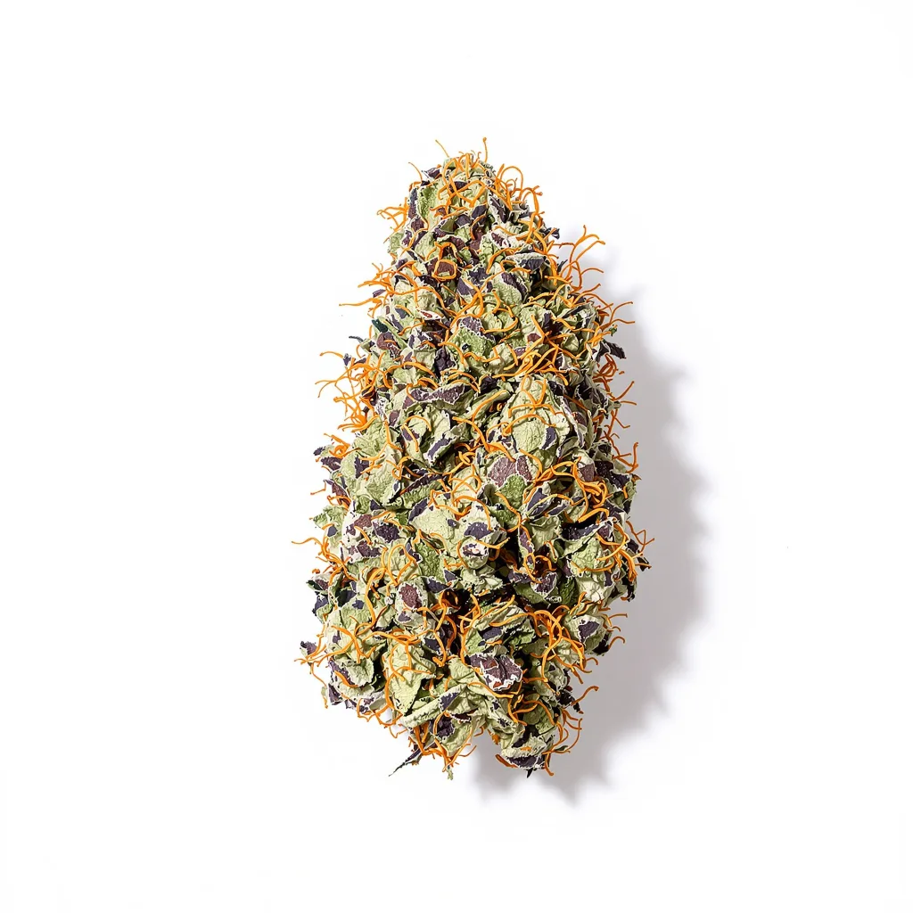 The Hog 100% indica / 50% sativa — fleur avec trichomes visibles