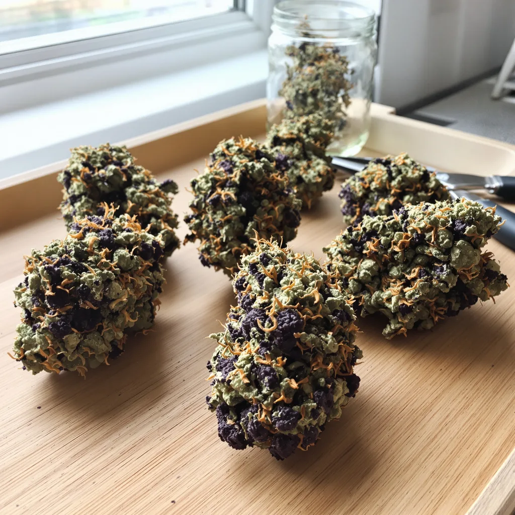 The OX 83% indica / 17% sativa — fleur avec trichomes visibles