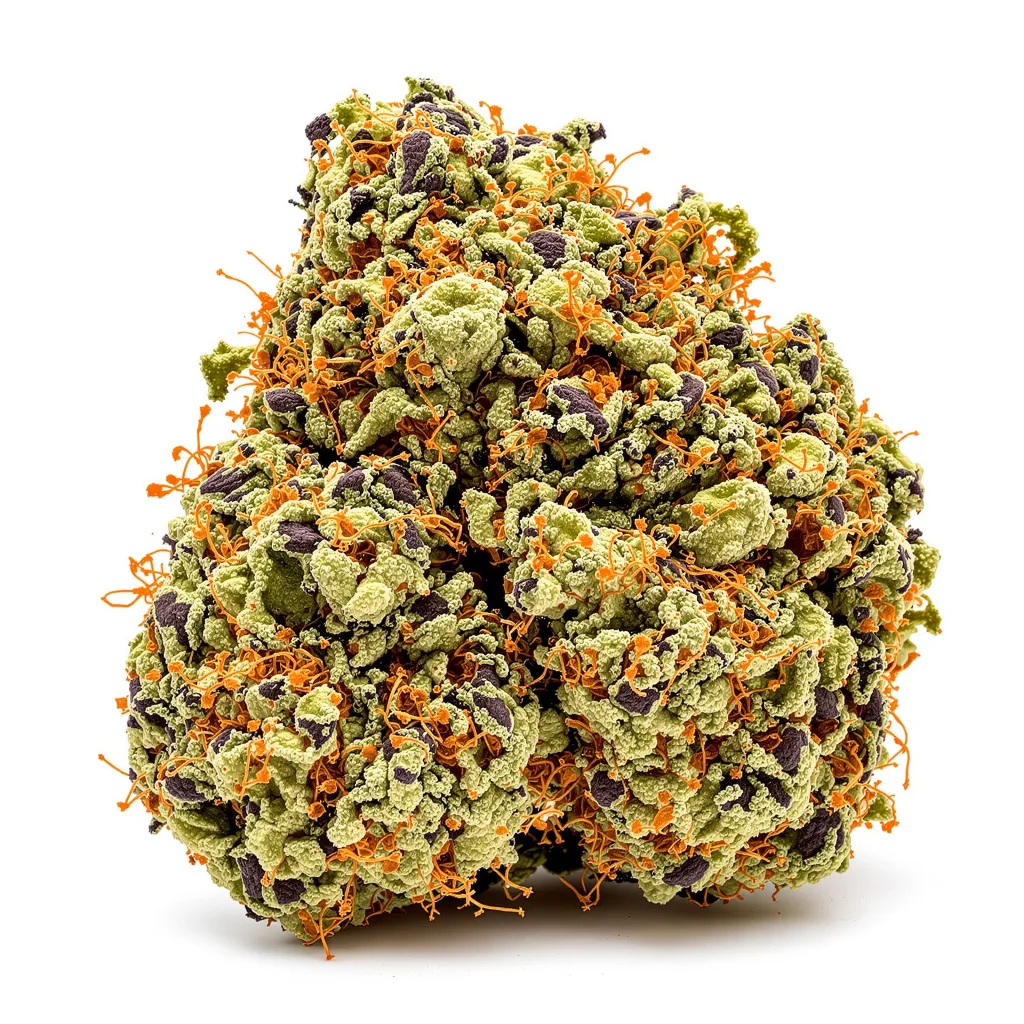 The Sister 77% indica / 23% sativa — fleur avec trichomes visibles
