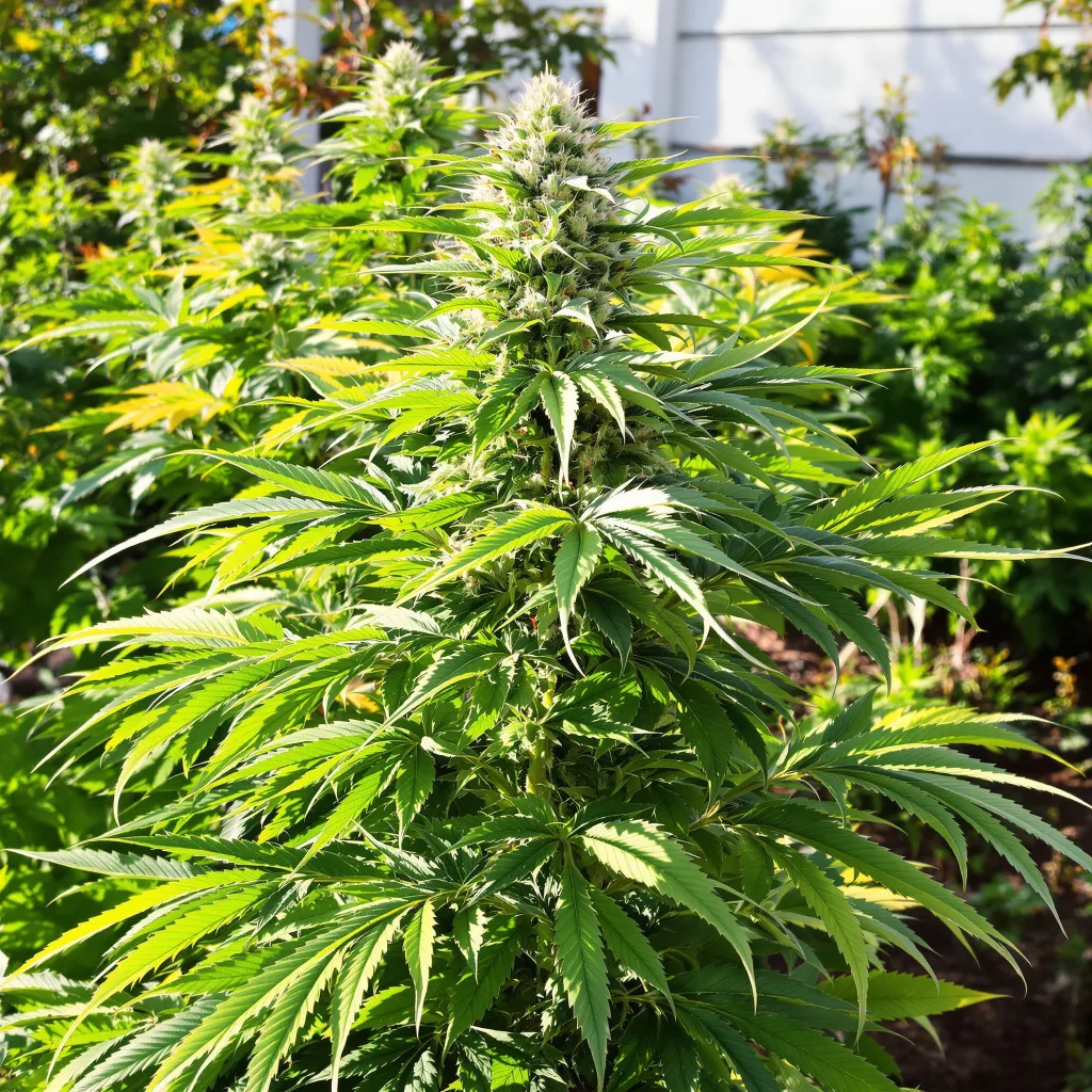 The White 80% indica / 20% sativa — fleur avec trichomes visibles