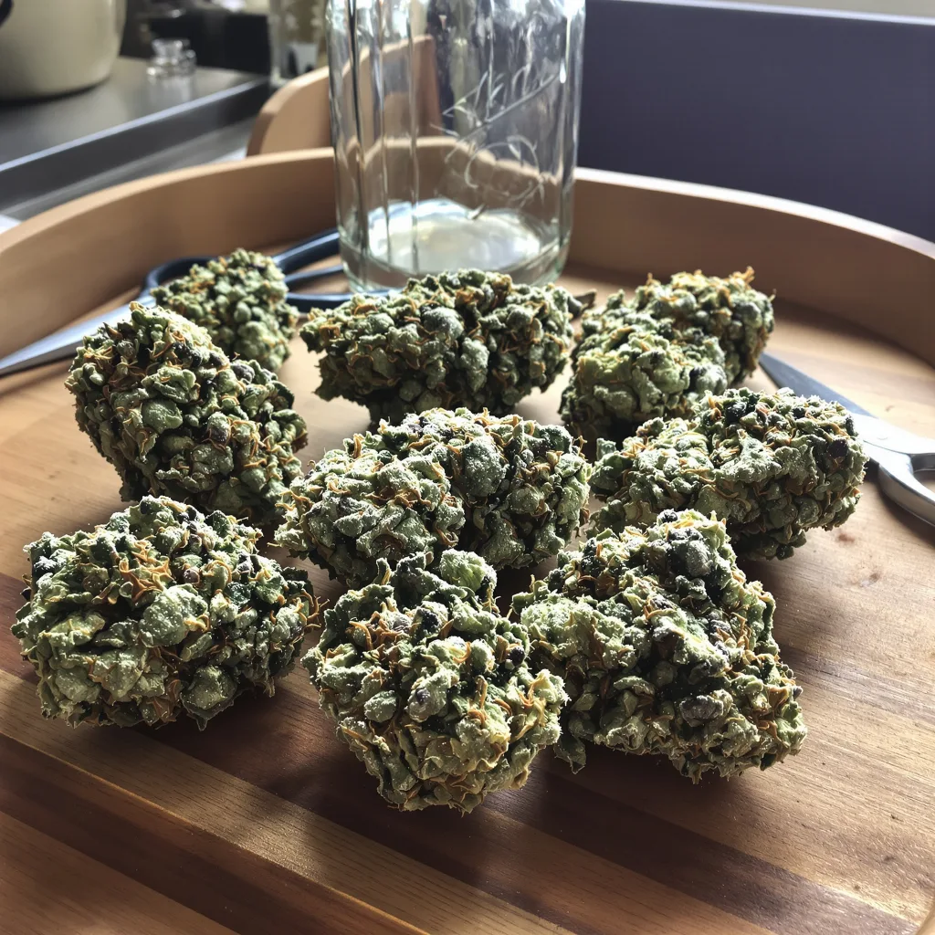 Tiger Woods 47% indica / 53% sativa — fleur avec trichomes visibles