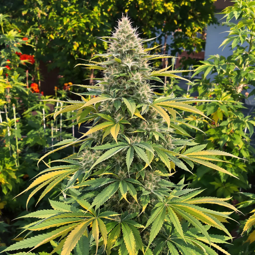 Tiger Woods 47% indica / 53% sativa — fleur avec trichomes visibles