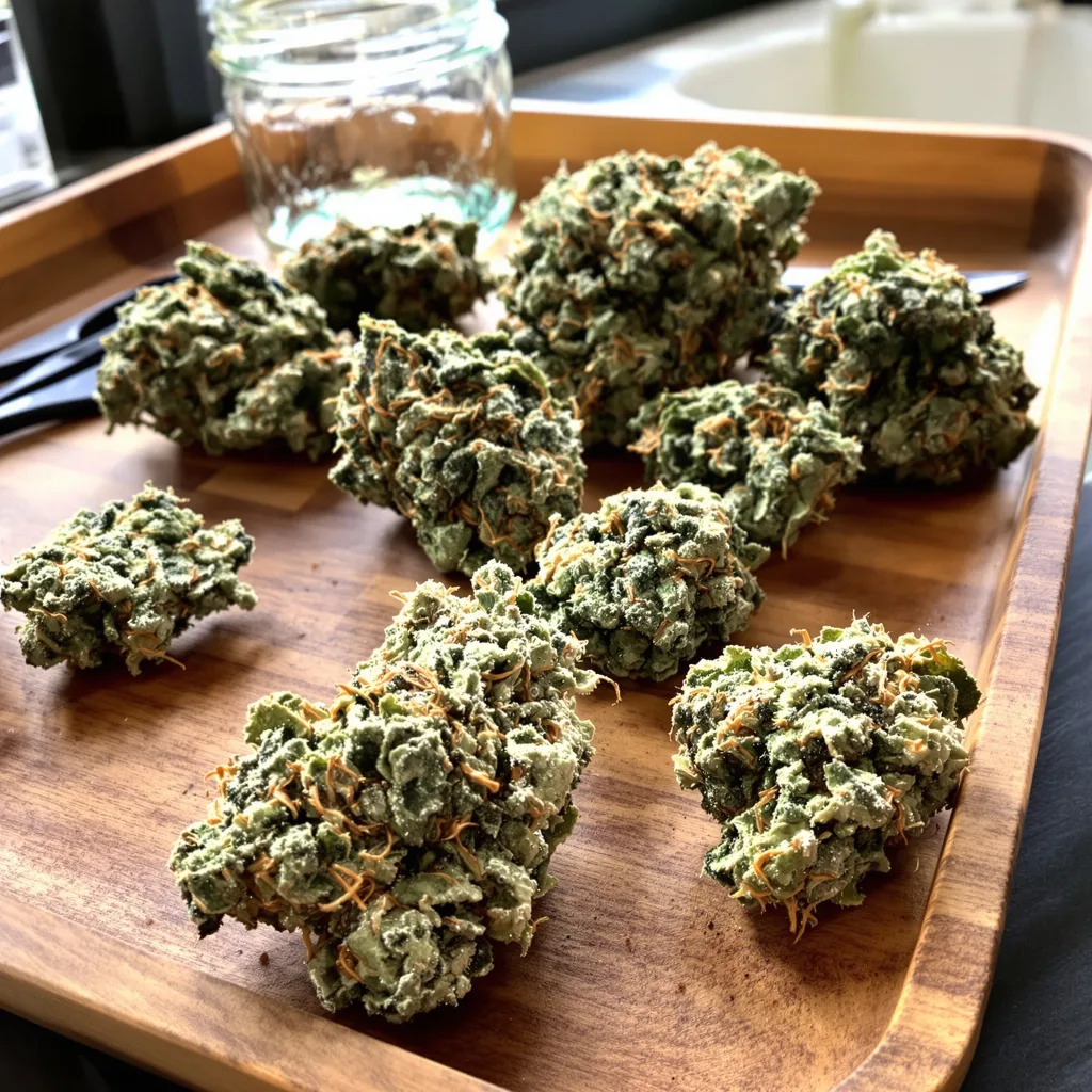 Tiger Woods 47% indica / 53% sativa — fleur avec trichomes visibles