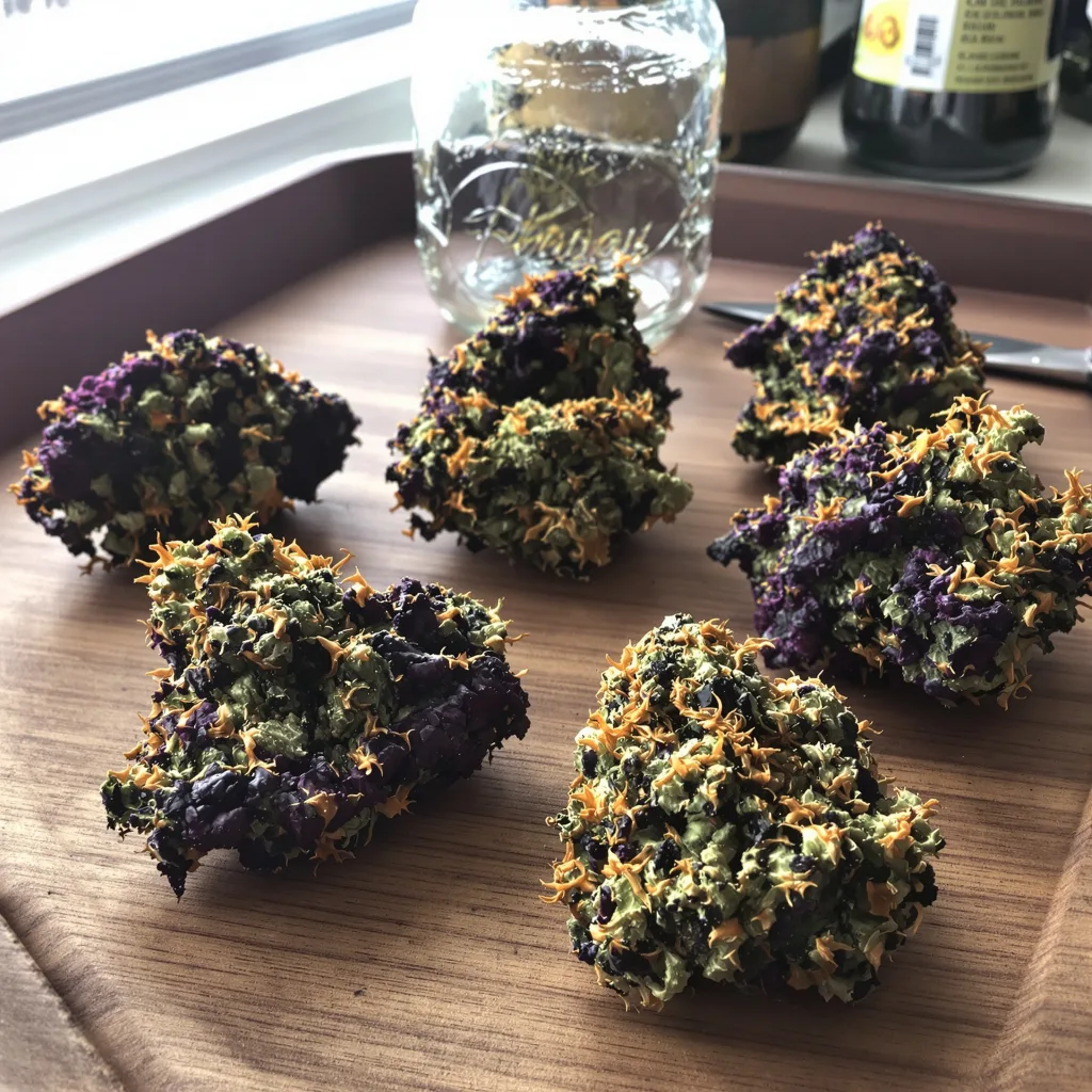Tora Bora 100% indica / 50% sativa — fleur avec trichomes visibles