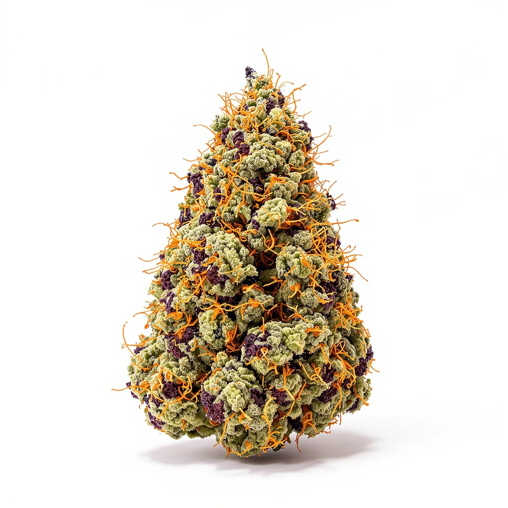 Tora Bora 100% indica / 50% sativa — fleur avec trichomes visibles